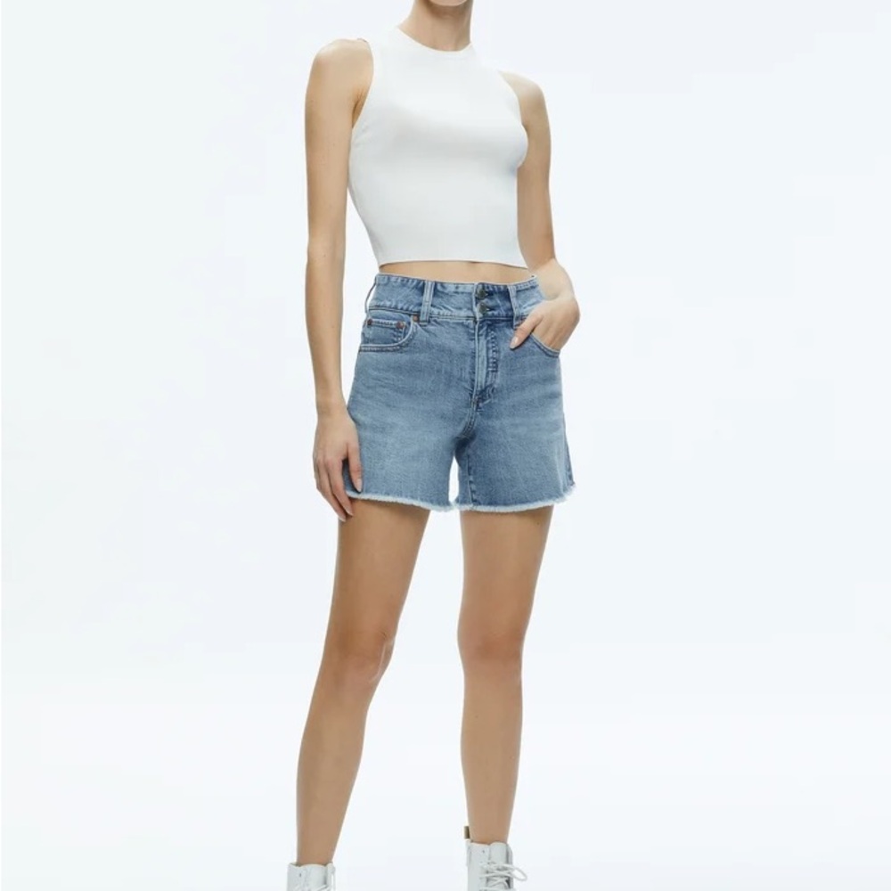 Alice + Olivia Blue Jean Shorts High-Waisted Relaxed Fit